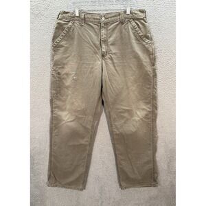 Carhartt Pants Mens 38x30 Brown Canvas Carpenter Workwear Grunge Chore B151 *